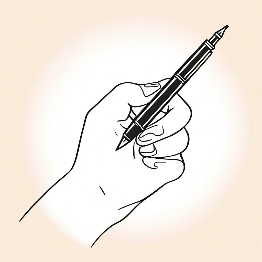 A detailed illustration of a female hand gracefully holding a pen