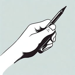 A detailed illustration of a female hand gracefully holding a pen