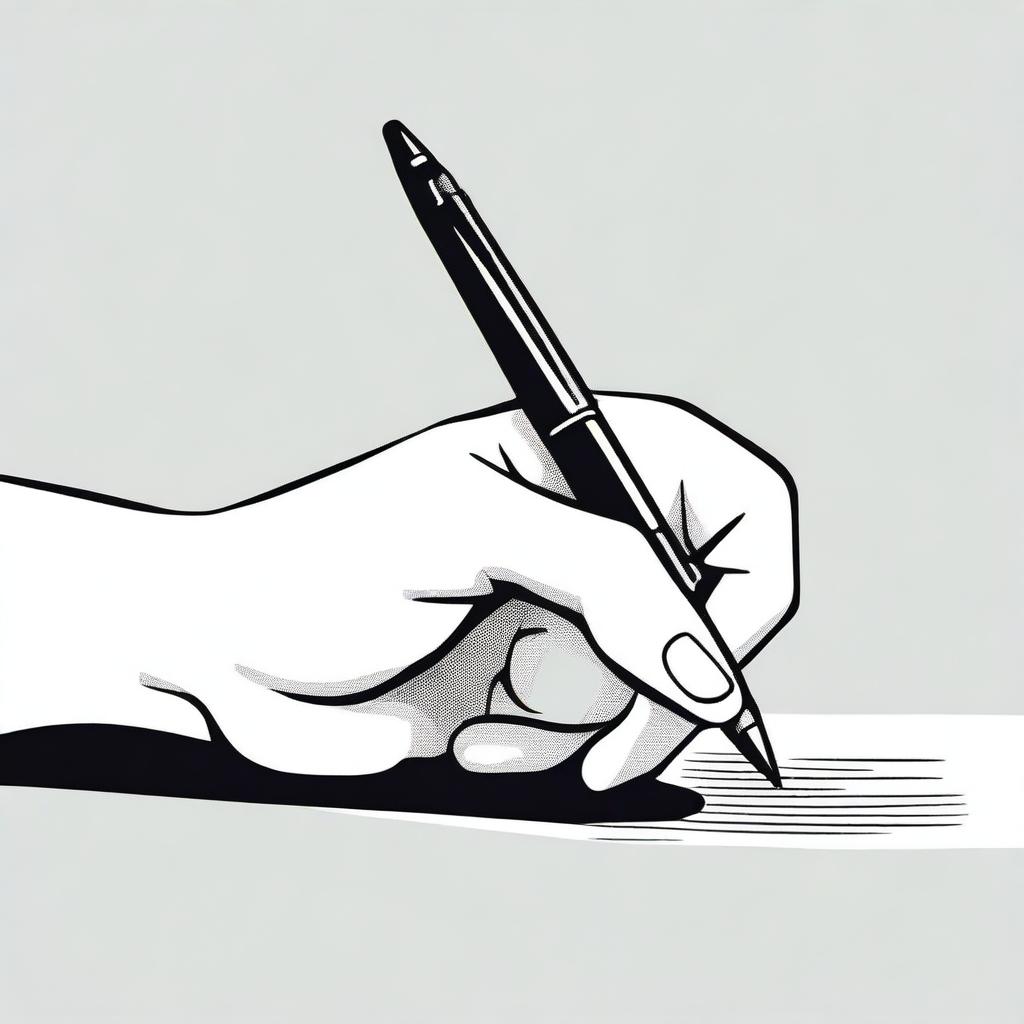 A detailed illustration of a female hand gracefully holding a pen