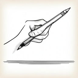 A detailed illustration of a female hand gracefully holding a pen