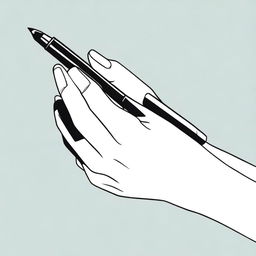 A detailed illustration of a female hand holding a pen