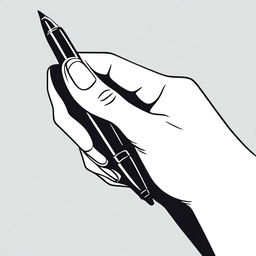 A detailed illustration of a female hand holding a pen