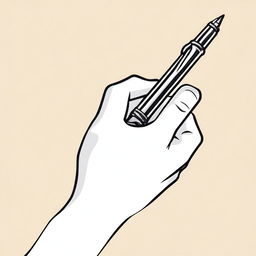 A detailed illustration of a female hand holding a pen