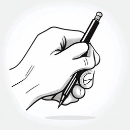 A detailed illustration of a hand holding a pen