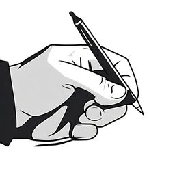 A detailed illustration of a hand holding a pen