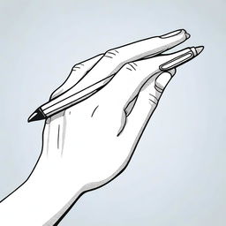 A detailed illustration of a female hand holding a pen