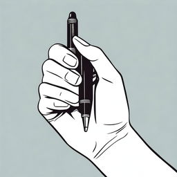 A detailed illustration of a female hand holding a pen