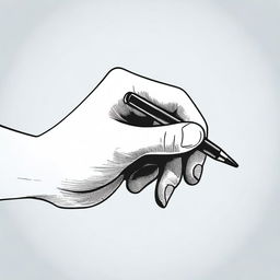 A detailed illustration of a female hand holding a pen