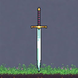 A pixel art image of a sword