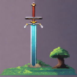 A pixel art image of a sword