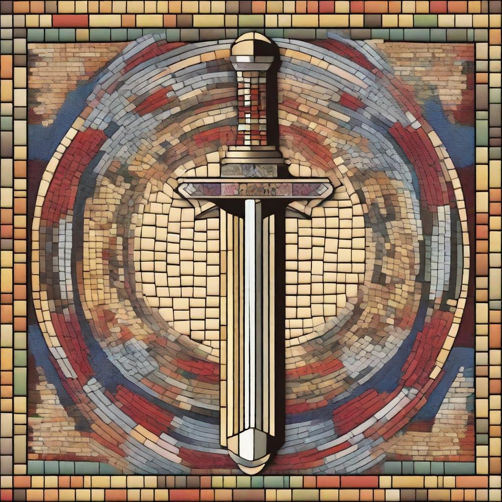 A mosaic image of a sword