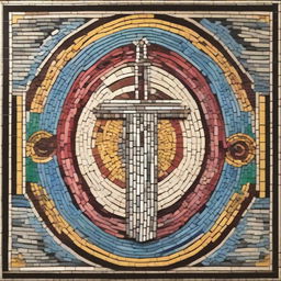 A mosaic image of a sword