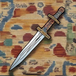 A mosaic image of a sword