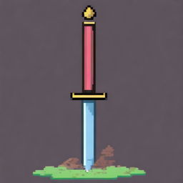 A 2D flat pixel art image of a sword