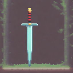 A 2D flat pixel art image of a sword