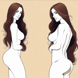 Create an image of a woman with long hair and brown eyes, using the face from the provided reference image