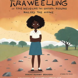 Create a book cover titled 'TRAVELLING IN THE GRAVEL ROAD ALONE' by Maureen Moyo