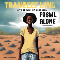 Create a book cover titled 'TRAVELLING IN THE GRAVEL ROAD ALONE' by Maureen Moyo