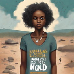 Create a book cover titled 'TRAVELLING IN THE GRAVEL ROAD ALONE' by Maureen Moyo