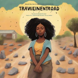 Create a book cover titled 'TRAVELLING IN THE GRAVEL ROAD ALONE' by Maureen Moyo