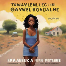 Create a book cover titled 'TRAVELLING IN THE GRAVEL ROAD ALONE' by Maureen Moyo