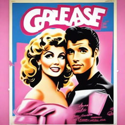 A vibrant and nostalgic 1980s movie poster for the film 'Grease'