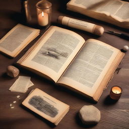 An open history book placed on a wooden table