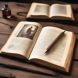 An open history book placed on a wooden table