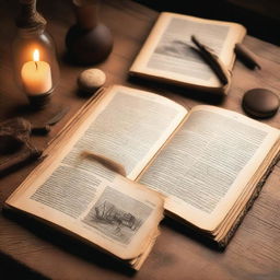 An open history book placed on a wooden table