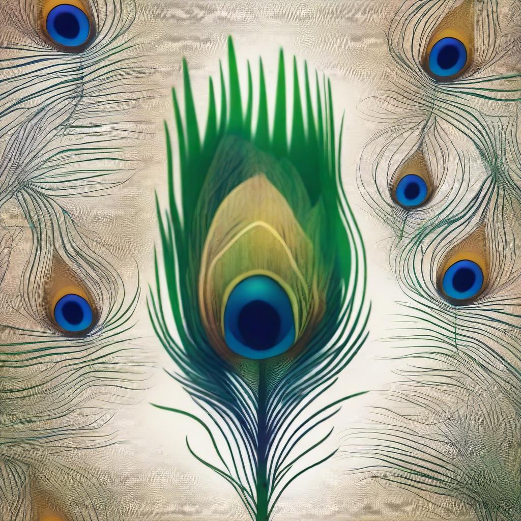 A highly detailed and vibrant illustration of a peacock feather