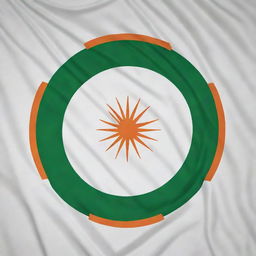 The flag of India, consisting of three horizontal bands of saffron, white, and green, with the Ashoka Chakra: a 24-spoke blue wheel, at its center.