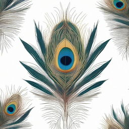 A highly detailed and vibrant illustration of a peacock feather