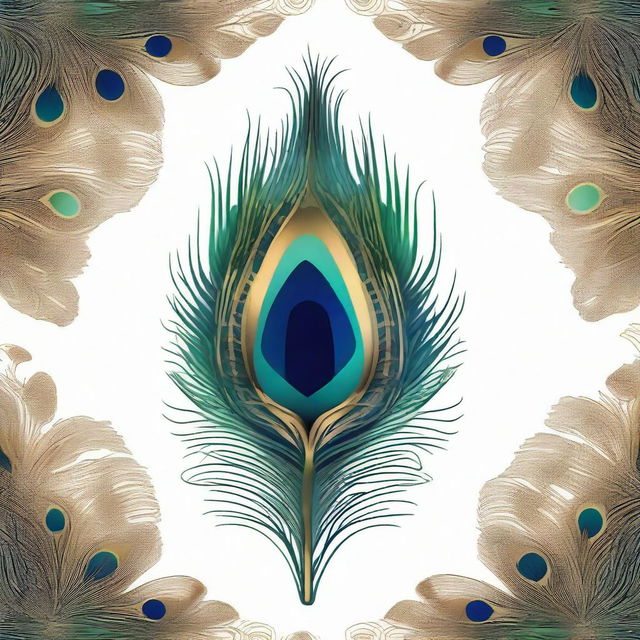 A highly detailed and vibrant illustration of a peacock feather