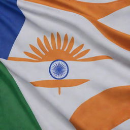 The flag of India, consisting of three horizontal bands of saffron, white, and green, with the Ashoka Chakra: a 24-spoke blue wheel, at its center.