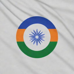 The flag of India, consisting of three horizontal bands of saffron, white, and green, with the Ashoka Chakra: a 24-spoke blue wheel, at its center.