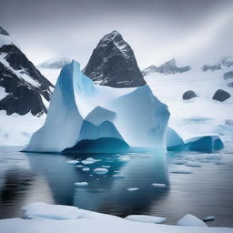 A breathtaking scene of Antarctica showcasing its vast icy landscapes, towering glaciers, and mysterious ancient structures hidden beneath the ice