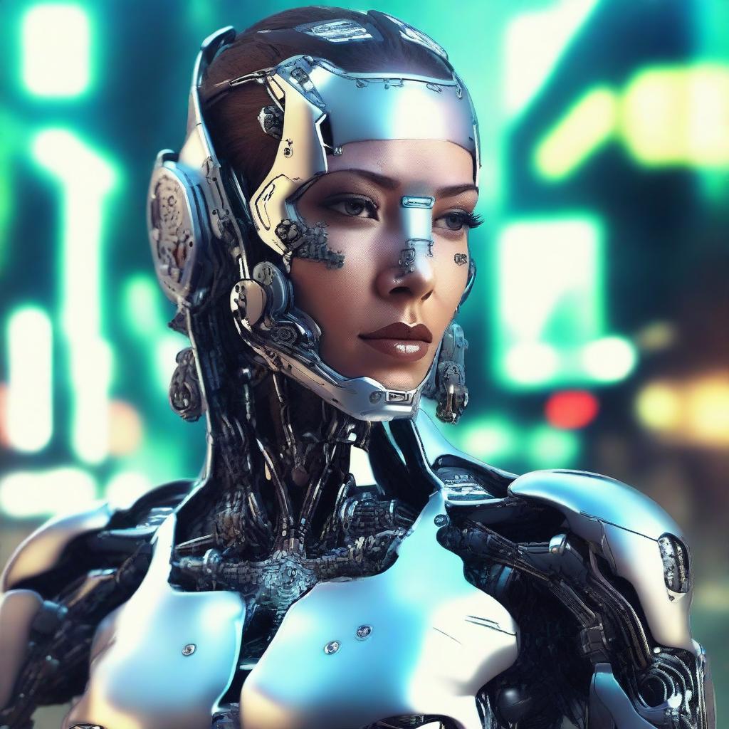 Create a highly detailed and realistic photo of a cyborg