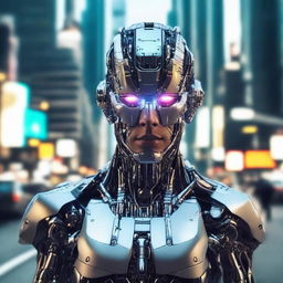 Create a highly detailed and realistic photo of a cyborg