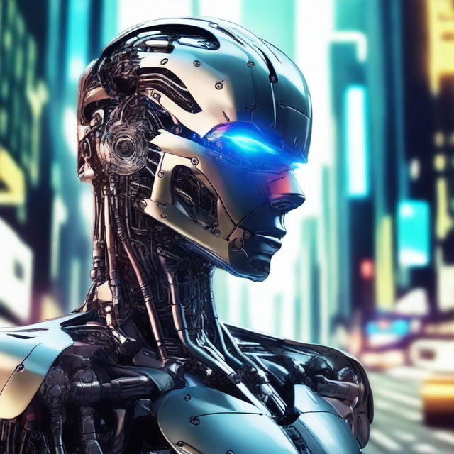 Create a highly detailed and realistic photo of a cyborg