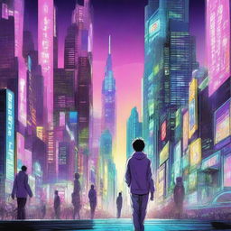 Create a captivating cover for a science fiction novel in a manga style