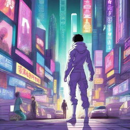 Create a captivating cover for a science fiction novel in a manga style