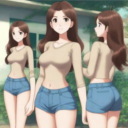 Standing in the school compound, a tall 16-year-old exudes a blend of athleticism and curves, her busty hourglass figure accentuated by her casual chic attire