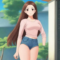 Standing in the school compound, a tall 16-year-old exudes a blend of athleticism and curves, her busty hourglass figure accentuated by her casual chic attire