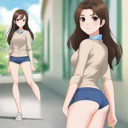 Standing in the school compound, a tall 16-year-old exudes a blend of athleticism and curves, her busty hourglass figure accentuated by her casual chic attire