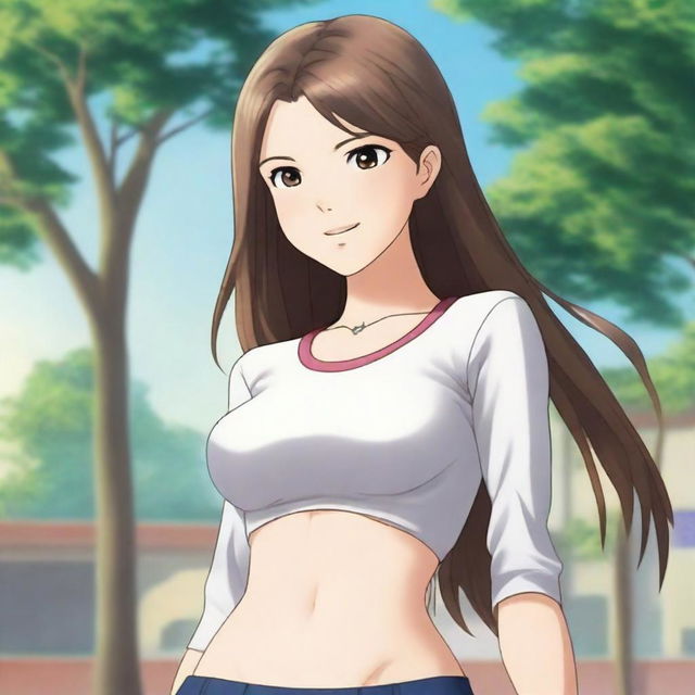 Standing in the school compound, a tall 16-year-old exudes a blend of athleticism and curves, her busty hourglass figure accentuated by her casual chic attire