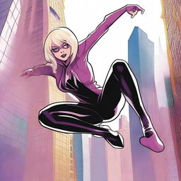 A detailed and vibrant illustration of Gwen Stacy, the iconic character from the Spider-Man universe