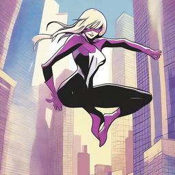 A detailed and vibrant illustration of Gwen Stacy, the iconic character from the Spider-Man universe