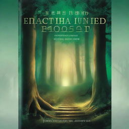 A captivating book cover featuring a mystical forest with a hidden ancient temple