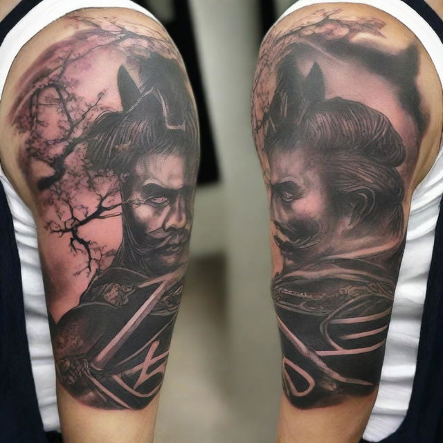 Create a detailed samurai tattoo design