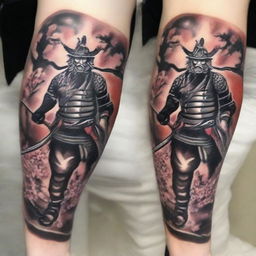 Create a detailed samurai tattoo design